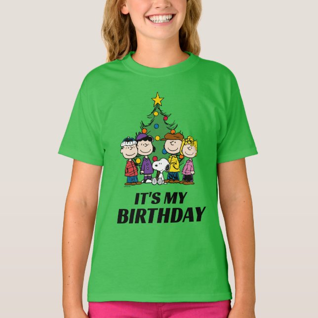Custom Charlie Brown and Friends Winter Birthday T-Shirt (Front)