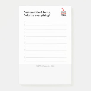 Custom CHECKLIST editable minimalist simple clean Post-it Notes