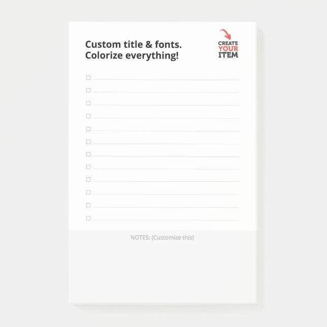 Custom CHECKLIST editable minimalist simple clean Post-it Notes (Front)