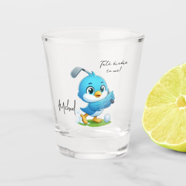 Custom Cheeky Golf Bird Cartoon Shot Glass (Front)
