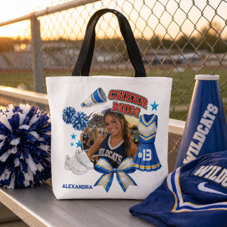 Custom Cheer Mom Photo Sports Pride Tote Bag