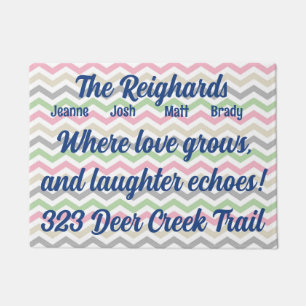 Custom Cheerful Pastel Pattern address Doormat