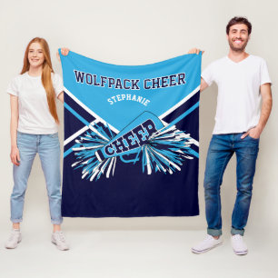 Custom - 📣 Cheerleader  Blue, Navy Blue & White   Fleece Blanket
