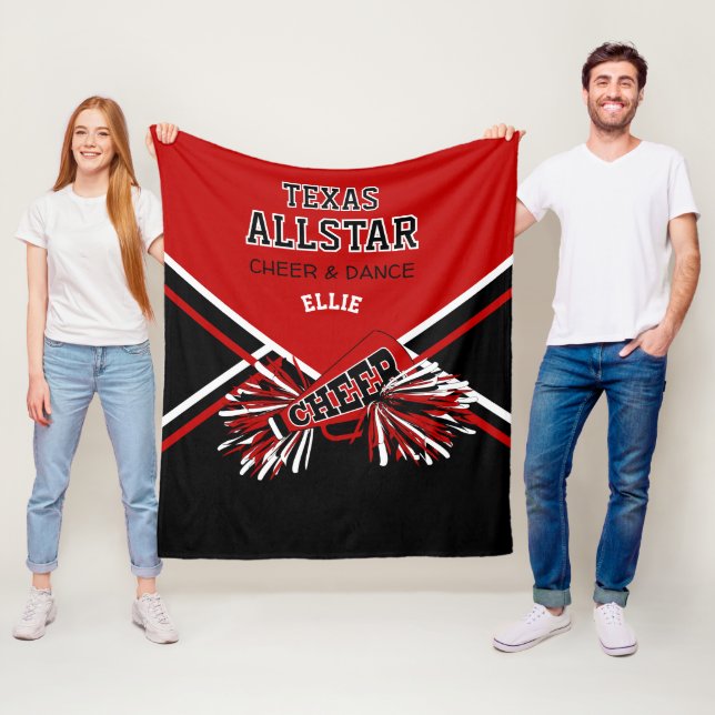 Custom -  Cheerleader 📣 - Red, Black & White Fleece Blanket (In Situ)