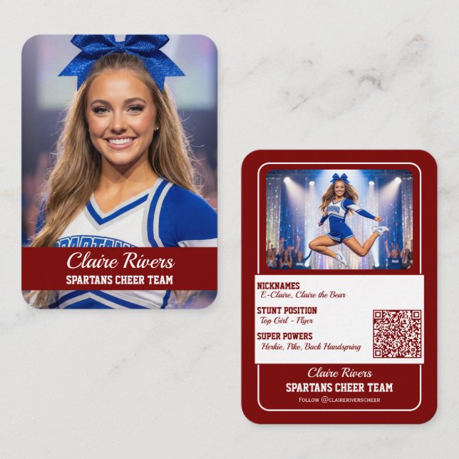 Custom Cheerleader Trading Cards Team Card QR Code (Front/Back)