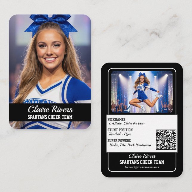 Custom Cheerleader Trading Cards Team Card QR Code (Front/Back)