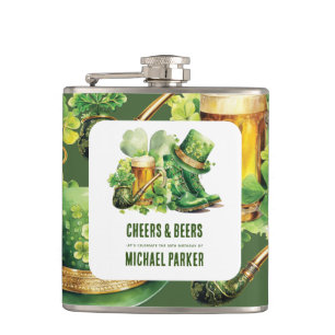 Custom Cheers Beers Birthday St Patrick's Day Hip Flask