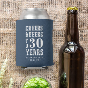 Custom Cheers & Beers Milestone Birthday Can Cooler