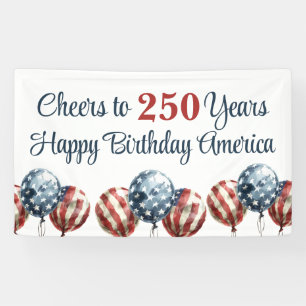 Custom Cheers to 250 Years 4th of July  Banner