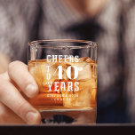 Custom Cheers to 40 Years | Any Milestone Birthday Whiskey Glass<br><div class="desc">Commemorate a special birthday with these awesome personalised party favour glasses. Design features "cheers to XX years" in white lettering; example shown for a 40th birthday. Add the occasion and date beneath for a unique birthday party keepsake.</div>