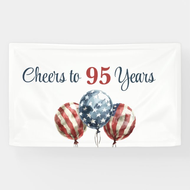 Custom Cheers to 95 Years Birthday Party  Banner (Horizontal)