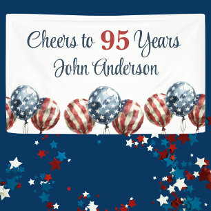 Custom Cheers to 95 Years Birthday Party  Banner