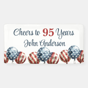 Custom Cheers to 95 Years Birthday Party  Banner