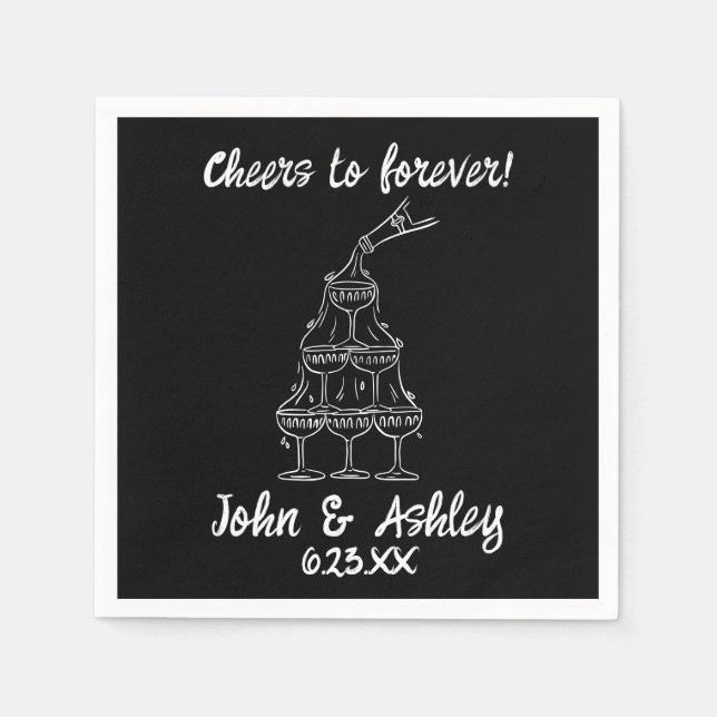 Custom Cheers to Forever Personalised Wedding Napkin (Front)