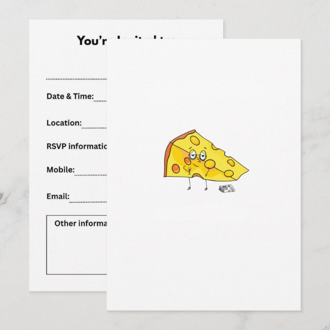 Custom cheese. Mature. birthday Invitation (Front/Back)