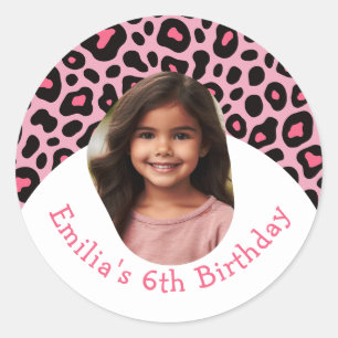 Custom Cheetah Birthday Party Favors Any Age Classic Round Sticker