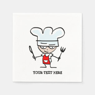 Custom chef cook cartoon paper party napkins