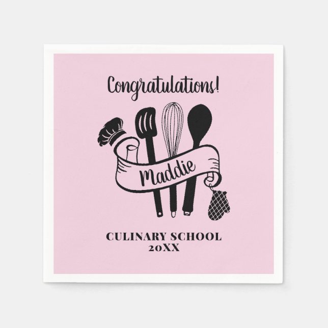 Custom Chef Graduation Party Napkin (Front)
