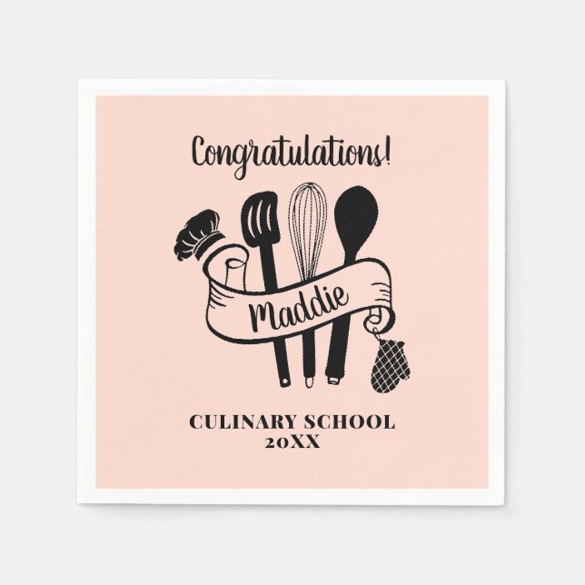 Custom Chef Utensil Cooking School  Napkin (Front)