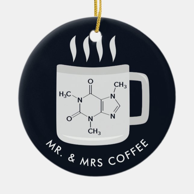 Custom Chemistry Lab Technicians Coffee Lovers Ceramic Tree Decoration (Front)