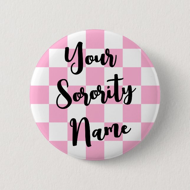 Custom Chequered Board Retro Sorority Button (Front)
