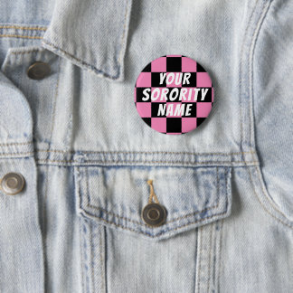 Custom Chequered Board Retro Sorority Button