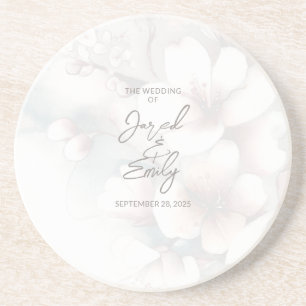Custom Cherry Blossom Wedding Coaster