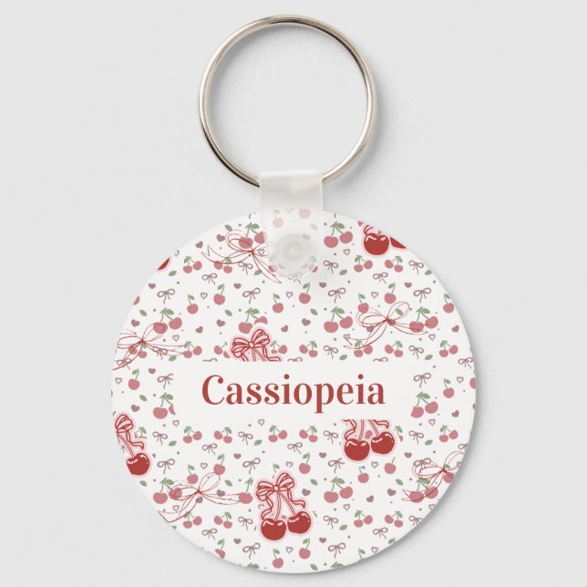 Custom Cherry & Bows Keychain (Front)