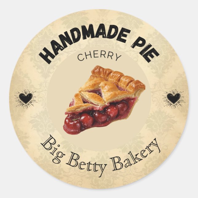 Custom Cherry Pie Labels | Personalised Bakery Pac (Front)