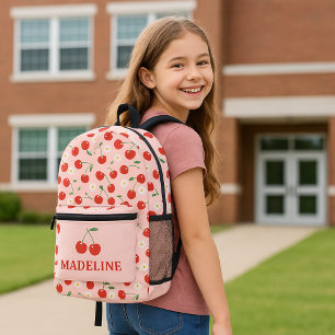 Custom Cherry Pink Girls Printed Backpack