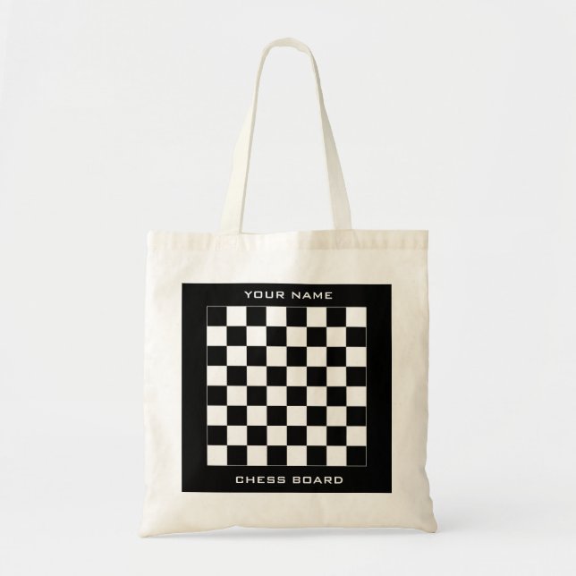 Custom chess and checkers board game tote bag (Front)
