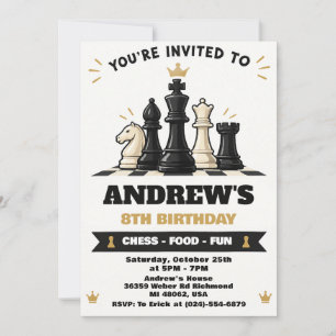 Custom Chess Game Birthday Party Invitation