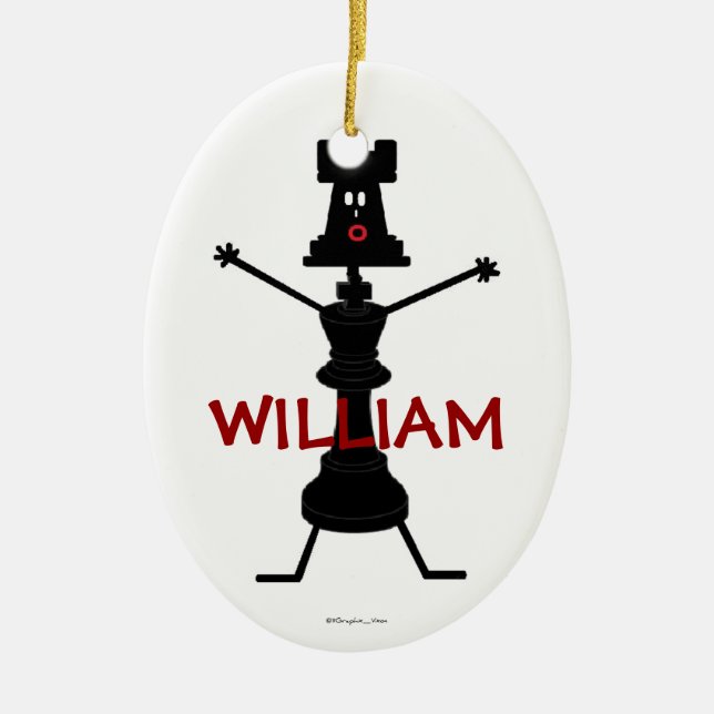Custom Chess Player Ceramic Tree Decoration (Front)