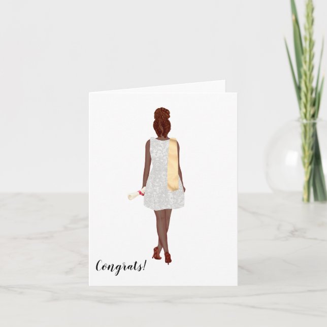 Custom Chic African-American College Graduation   Card (Front)