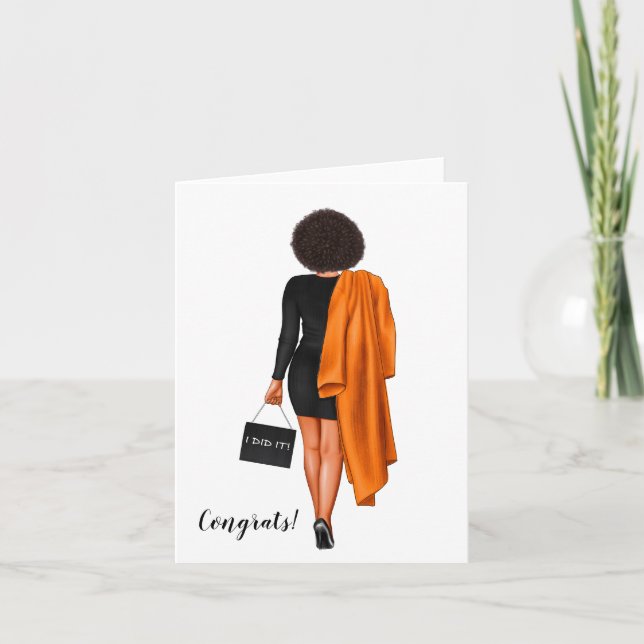 Custom Chic African-American Woman Graduation Card (Front)