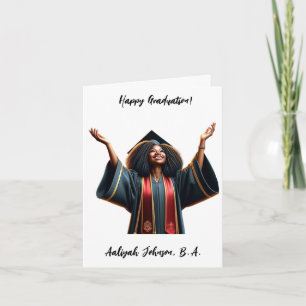 Custom Chic African-American Woman Graduation Card