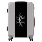 Custom chic black and white name monogram suitcase