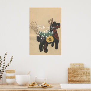 CUSTOM Chic Black Japanese Wooden Horse Toy Print 