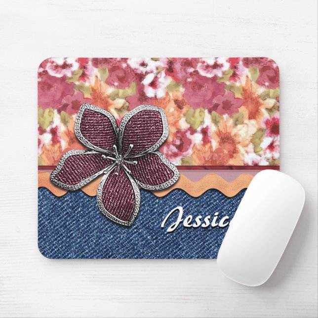 Custom Chic Flowers Pattern Watercolor Painting Mouse Pad (With Mouse)