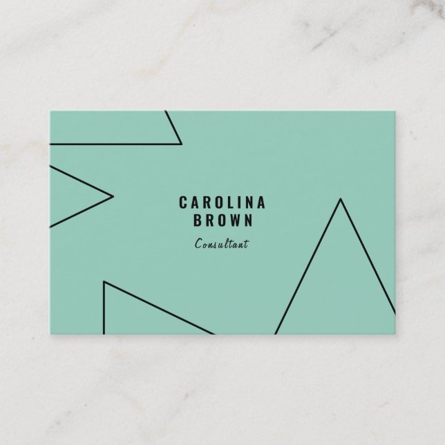 Custom Chic Geometric Light Teal Business Card (Front)
