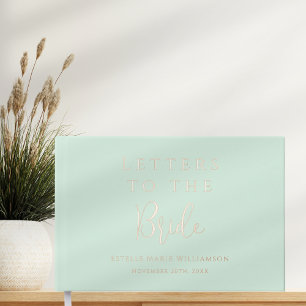 Custom Chic Light Mint Green Letters to the Bride  Guest Book
