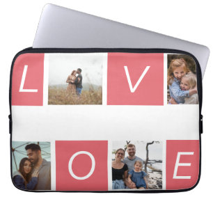 Custom Chic Love 4 Photo Collage Laptop Sleeve