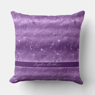 Custom Chic Luxury Purple Silver Glitter Pattern Cushion
