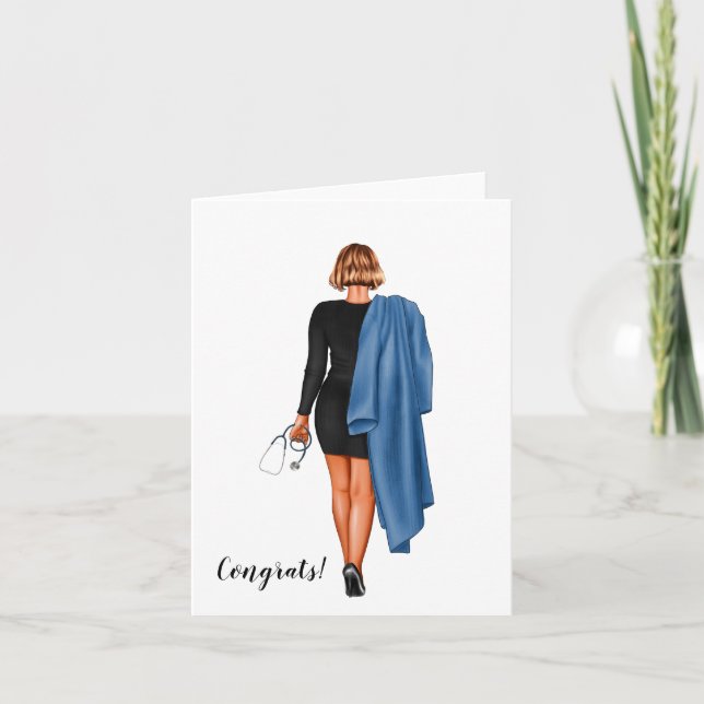 Custom Chic Nursing Graduation (Red hair)  Card (Front)