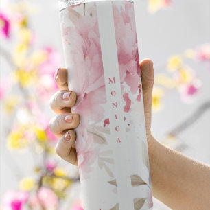 Custom   Chic   Pink Peonies   Floral Thermal Tumbler