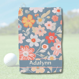 Custom Chic Vintage Floral Gifts for Women Golfers Golf Towel
