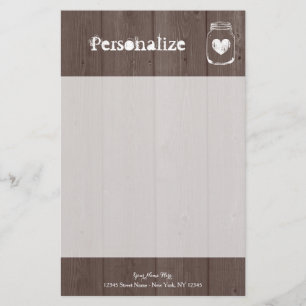 Custom chic wood grain mason jar stationery paper