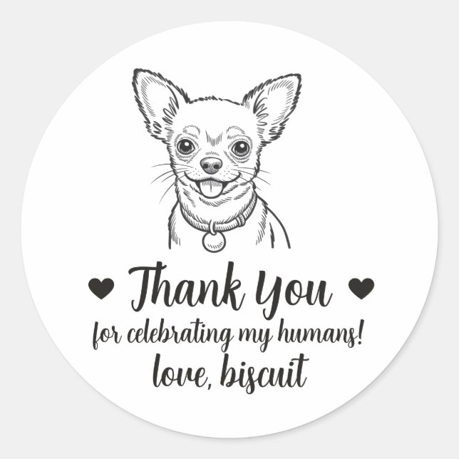 Custom Chihuahua Dog Wedding Favour Stickers (Front)