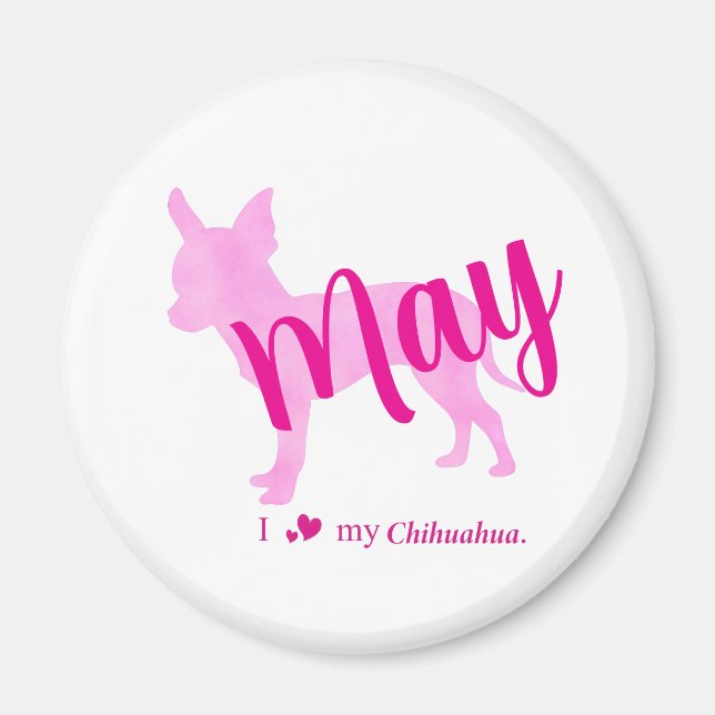 Custom Chihuahua Magnet Pastel Pink Silhouette (Front)