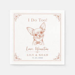  Custom Chihuahua Wedding Sketch Minimalist bow  Napkin